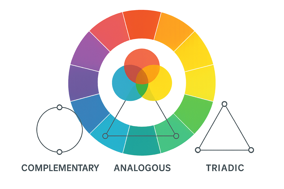 Color Theory Guide - color wheel and palette illustration