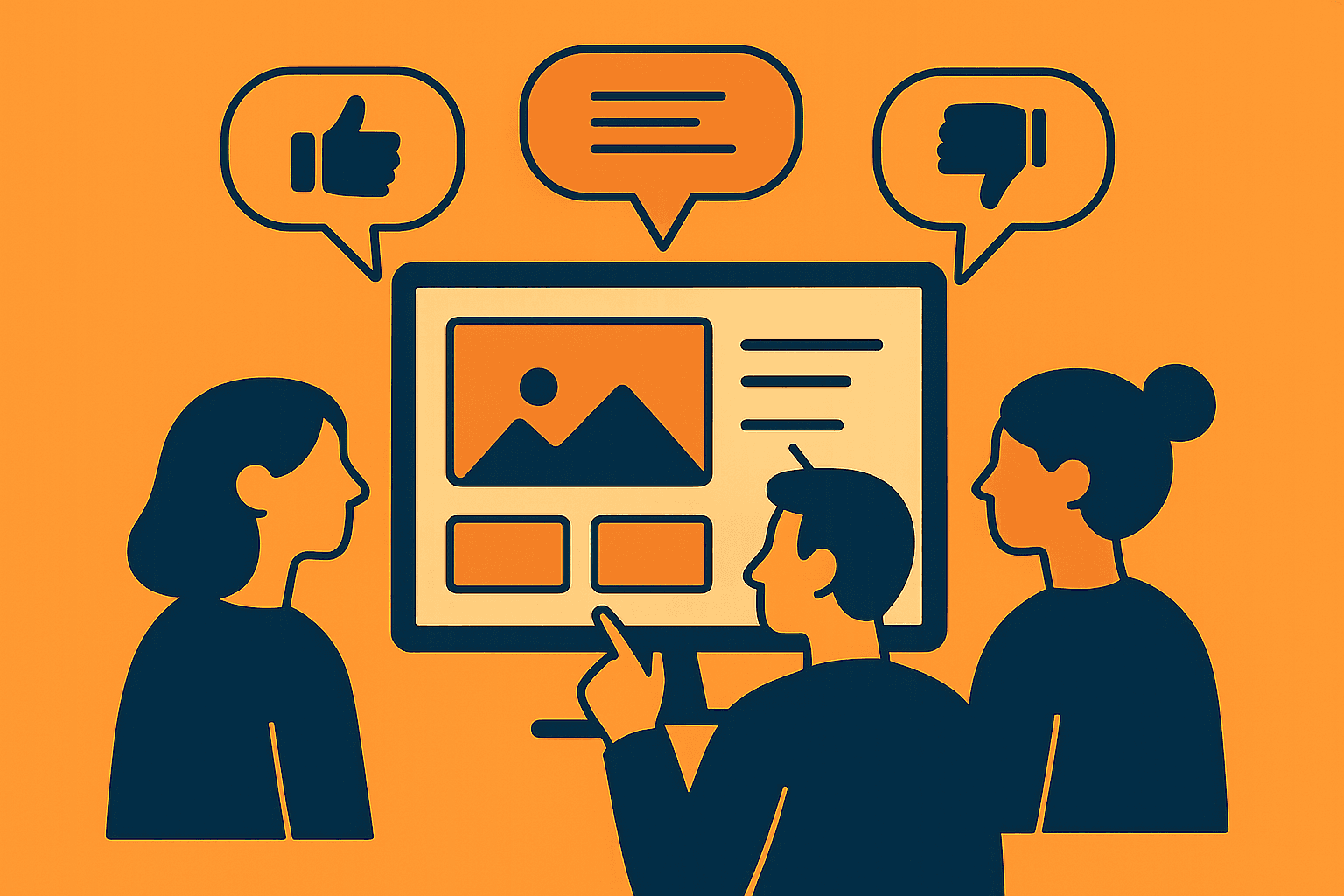 Design critique process showing structured feedback from problem to improvement