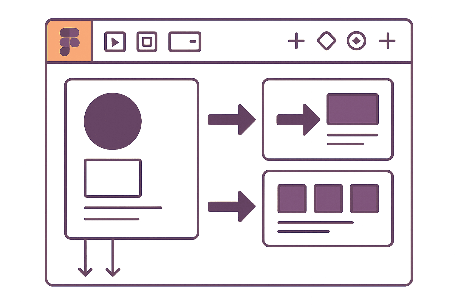 Build a portfolio in Figma - illustration of Figma interface with portfolio frames