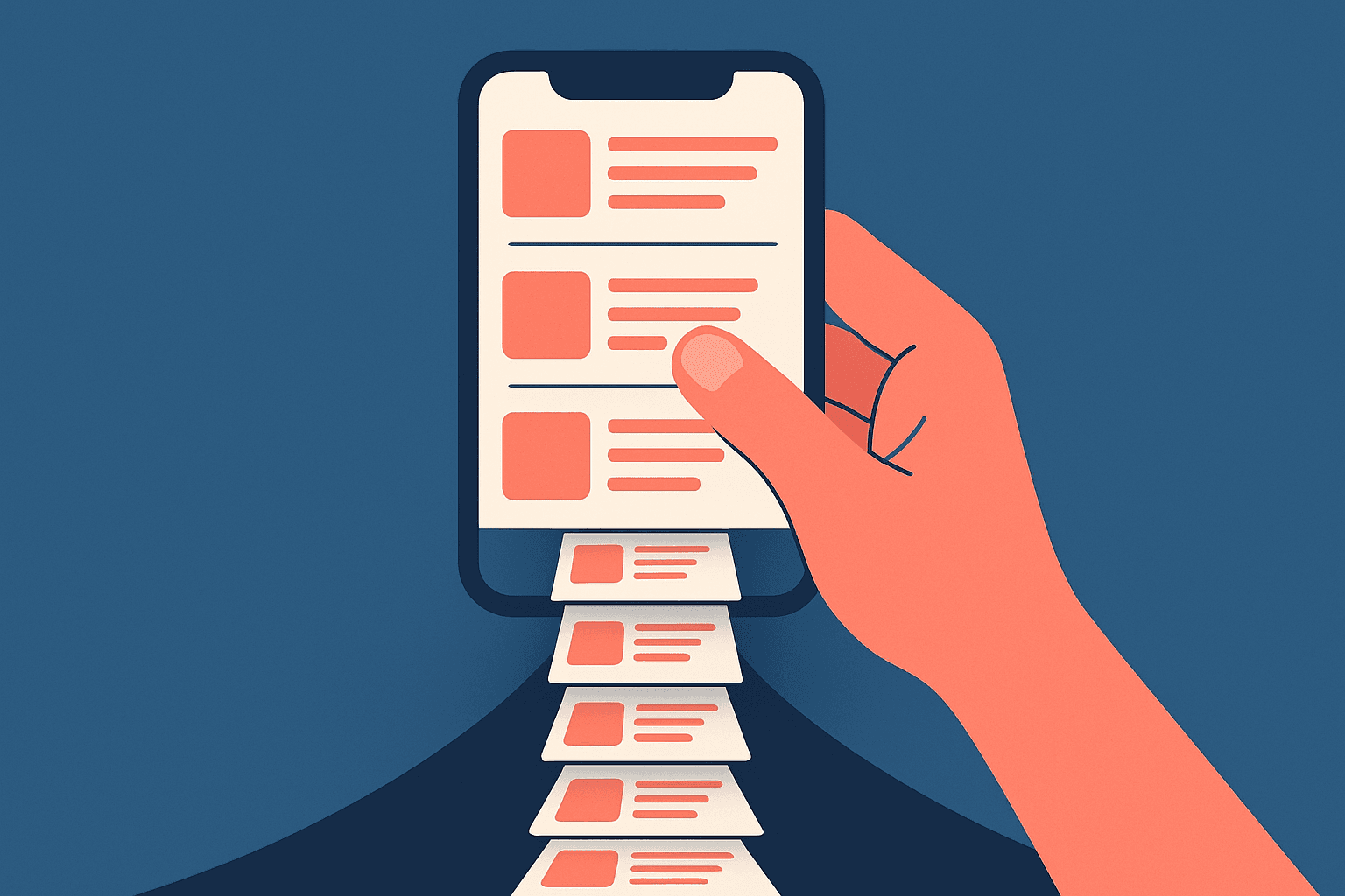Is Infinite Scroll Bad Design - illustration of phone with endless scrolling feed