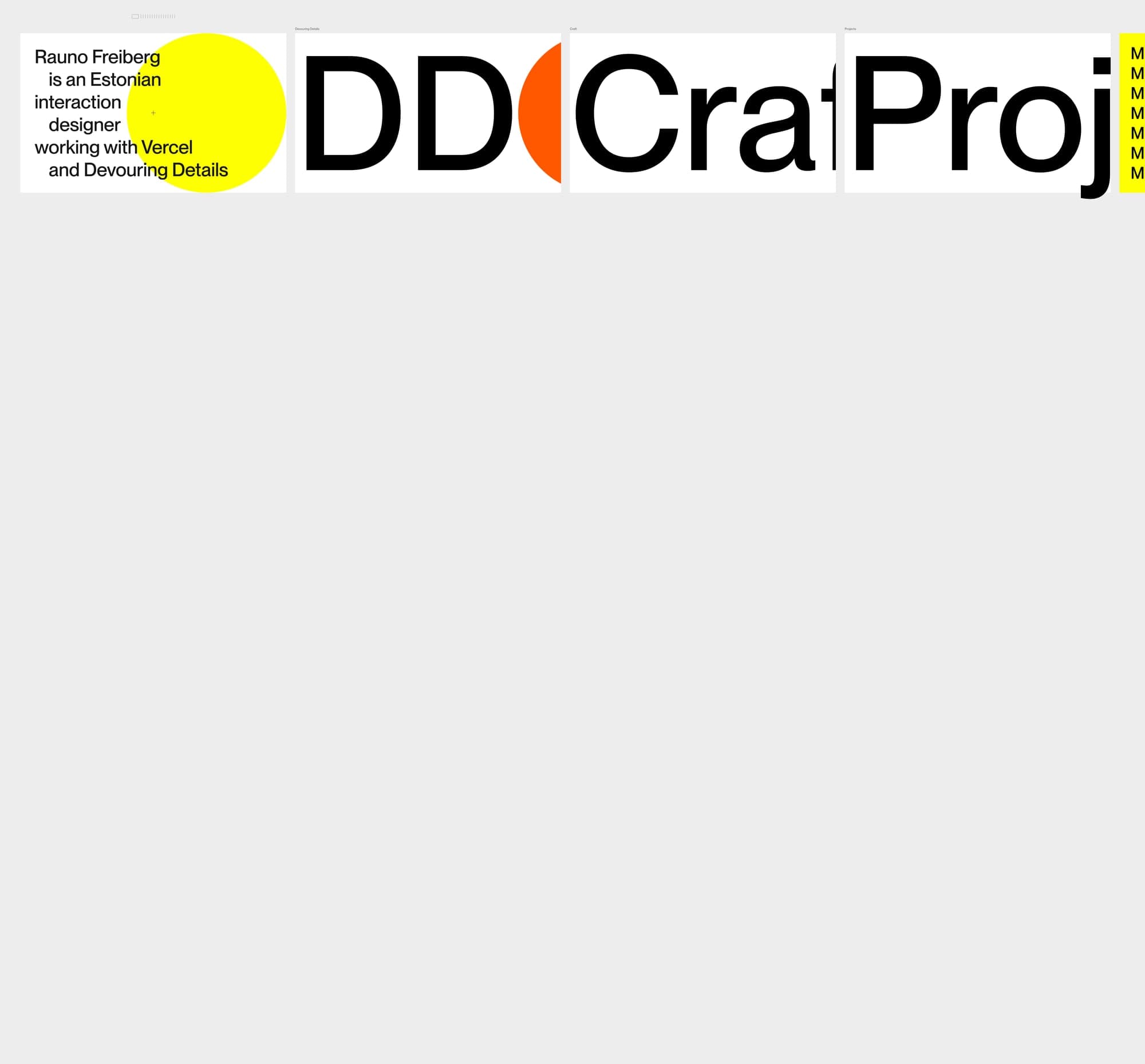 Rauno Freiberg portfolio homepage screenshot