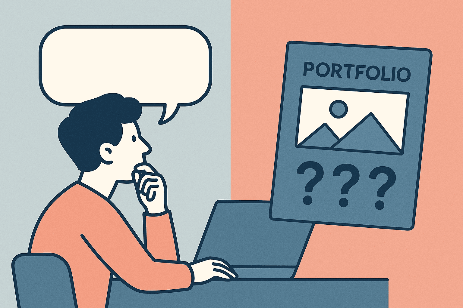 A portfolio feedback conversation connecting the work, the reviewer, and the designer’s goal